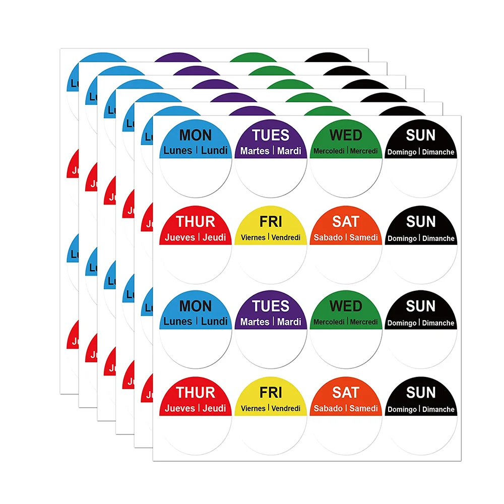 7 Days of The Week Labels  Color Coding Food Rotation   1 Inch Day of The Week stickers