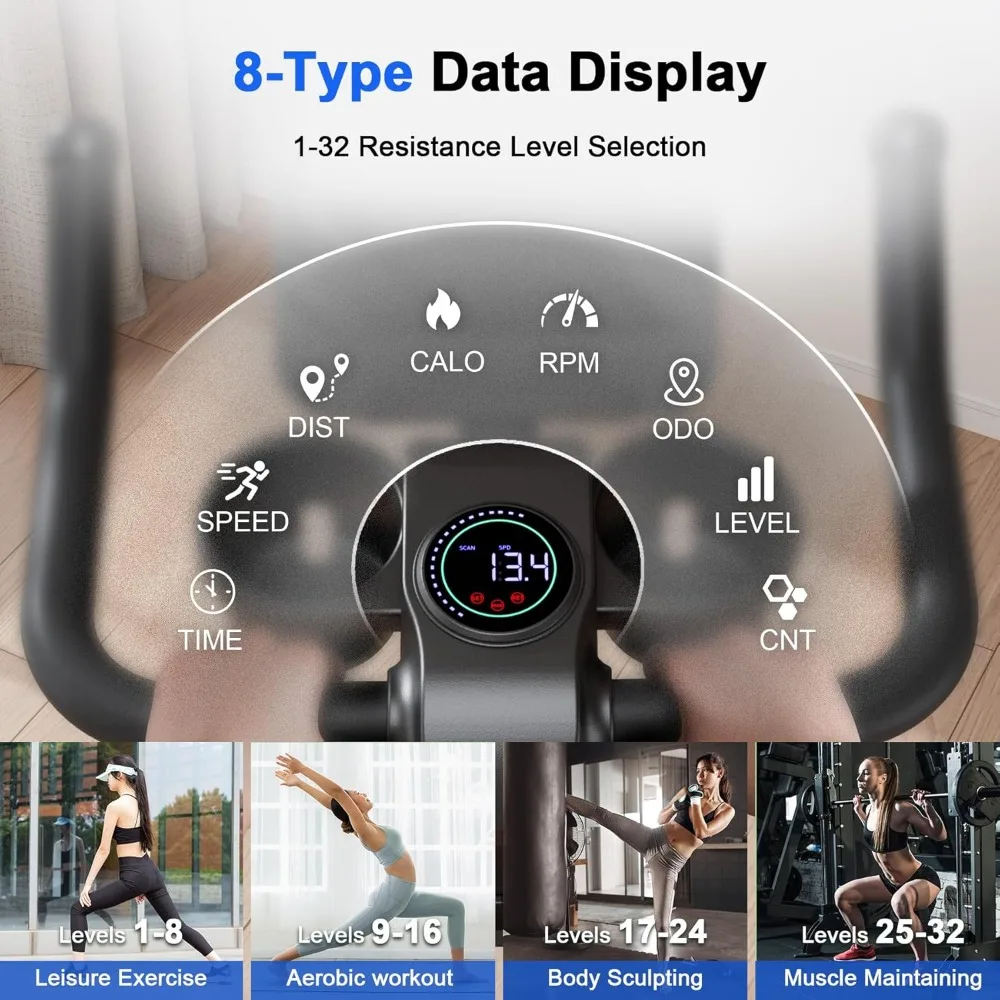 دراجة ركوب الدراجات الداخلية في صالة الألعاب الرياضية المنزلية مع مقاومة مغناطيسية 32 مستوىًا وسعة وزن 300 رطل