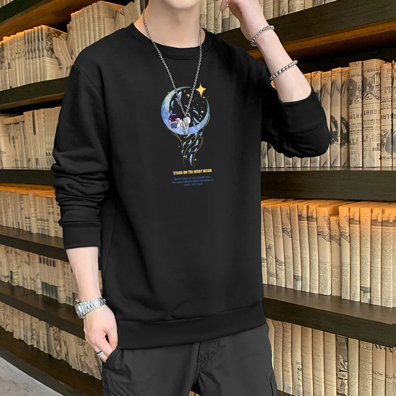 

New Autumn and Spring Long sleeved T-shirt for Men's Sweater Underlay Shirt for Men's Round Neck Pullover Sweater for Men