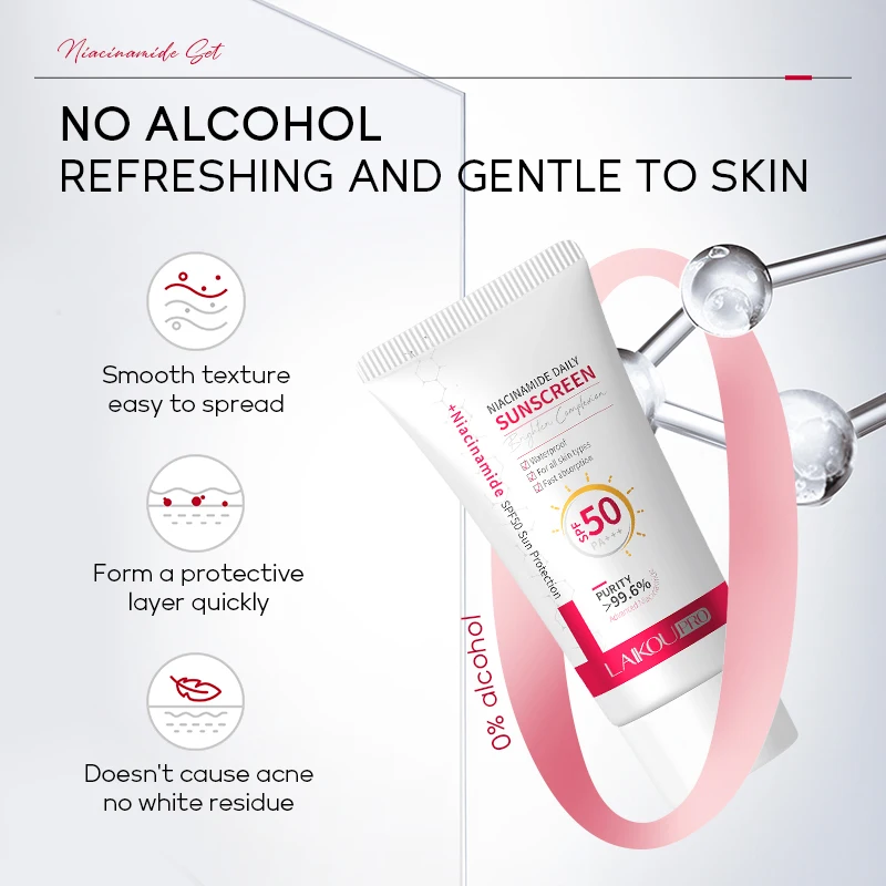 Niacinamide Daily Sunscreen SPF50 50g*2Pcs Sodium Hyaluronate Centella Asiatica Squalane Even Skin Tone Skin Barrier Protection