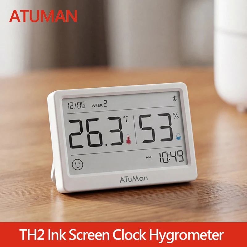 DUKA TH2 Hygromètre intelligent à encre électronique Thermomètre Capteur de température et d'humidité intérieure Station météo Application Mijia Home