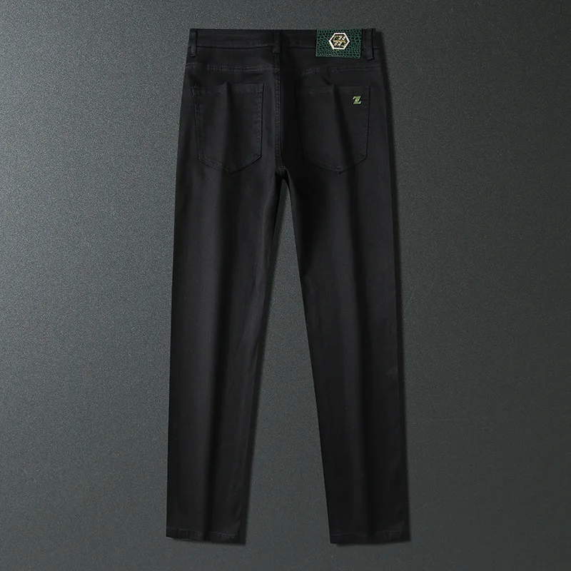2024Spring and Summer Light Luxury Men's Jeans Fashionable Simple Stretch Anti-Fading Fabric Pencil Pants Trousers