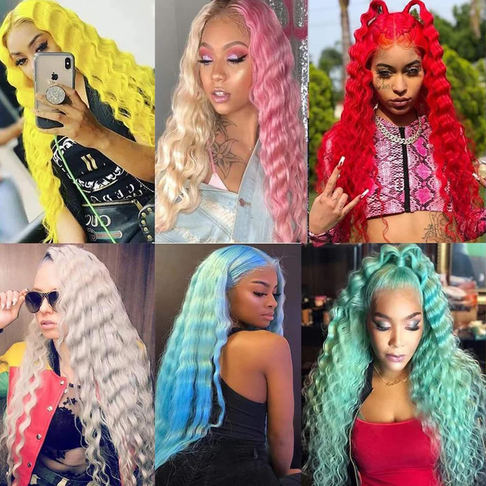 12A Grado 613 Rubio 13x4 Onda profunda Cabello humano Frontal de encaje Pre-arrancado 150% Densidad Cabello virgen brasileño de extremo completo