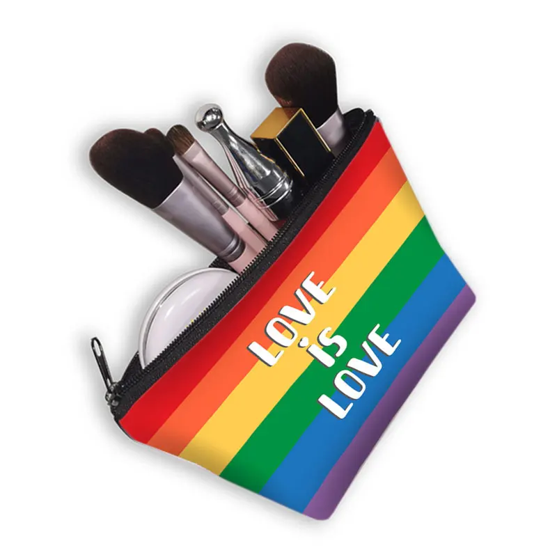 LGBT Rainbow Heart Cosmetic Bags lesbiche Gay Pride borsa per il trucco portatile borse per la bellezza Gay borsa per il lavaggio delle signore Organizer da viaggio