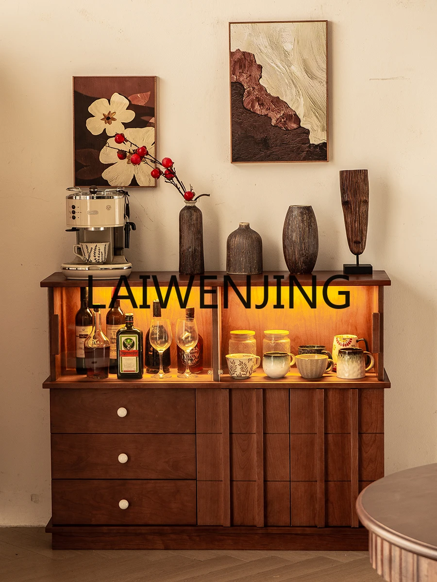 

Vintage Vintage Coffee and Wine Cabinet Hallway Middle-Ancient Storage Rack Wall Storage Living Room Display Cabinet
