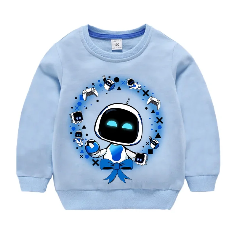 Astro Bot Sweatshirts Cute Game Anime Figure Pullover Baby Long Sleeved Casual Tops Boys Girls Round Neck Tracksuit Kids Clothes