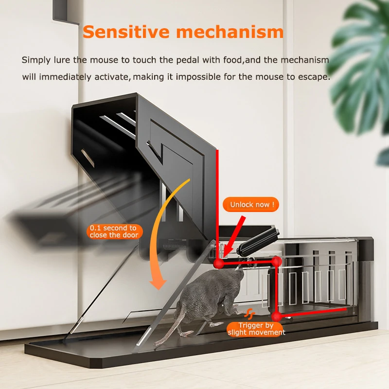 New Fully Automatic Household Mouse Cage Is Ready Sensitive Trigger Mouse Trap Large Opening ABS+PC Rat Catcher Cage