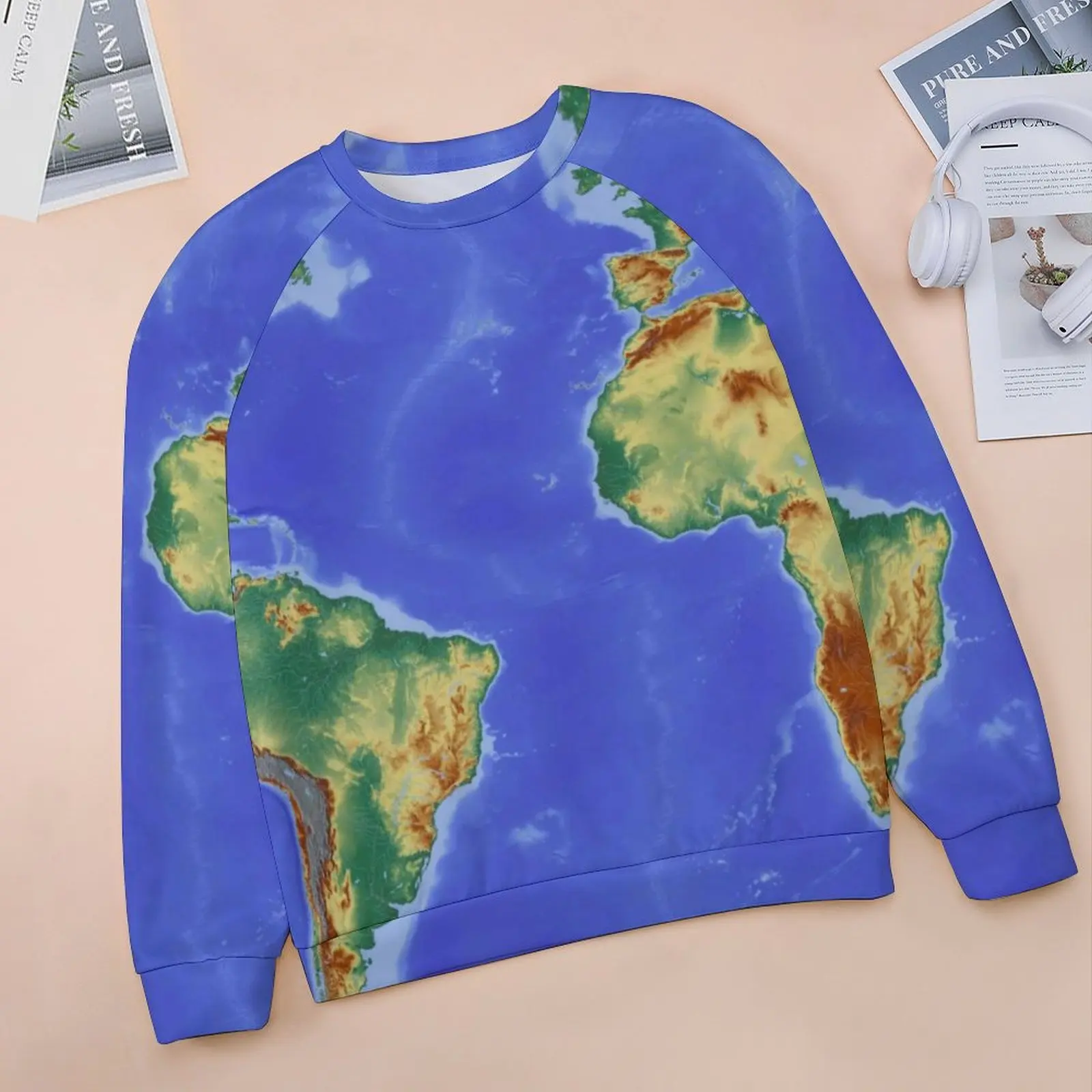 Cool Earth Map Hoodies Woman Long Sleeve Map of The World Kawaii Casual Hoodie Wholesale Classic Oversized Graphic Sweatshirts