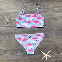 Girls Bikini Cute Flamingo Print Two Piece Beachwear Child Split Swimwear Swimsuit Baby Bathing Suit For Kids Baby Girls Biquini