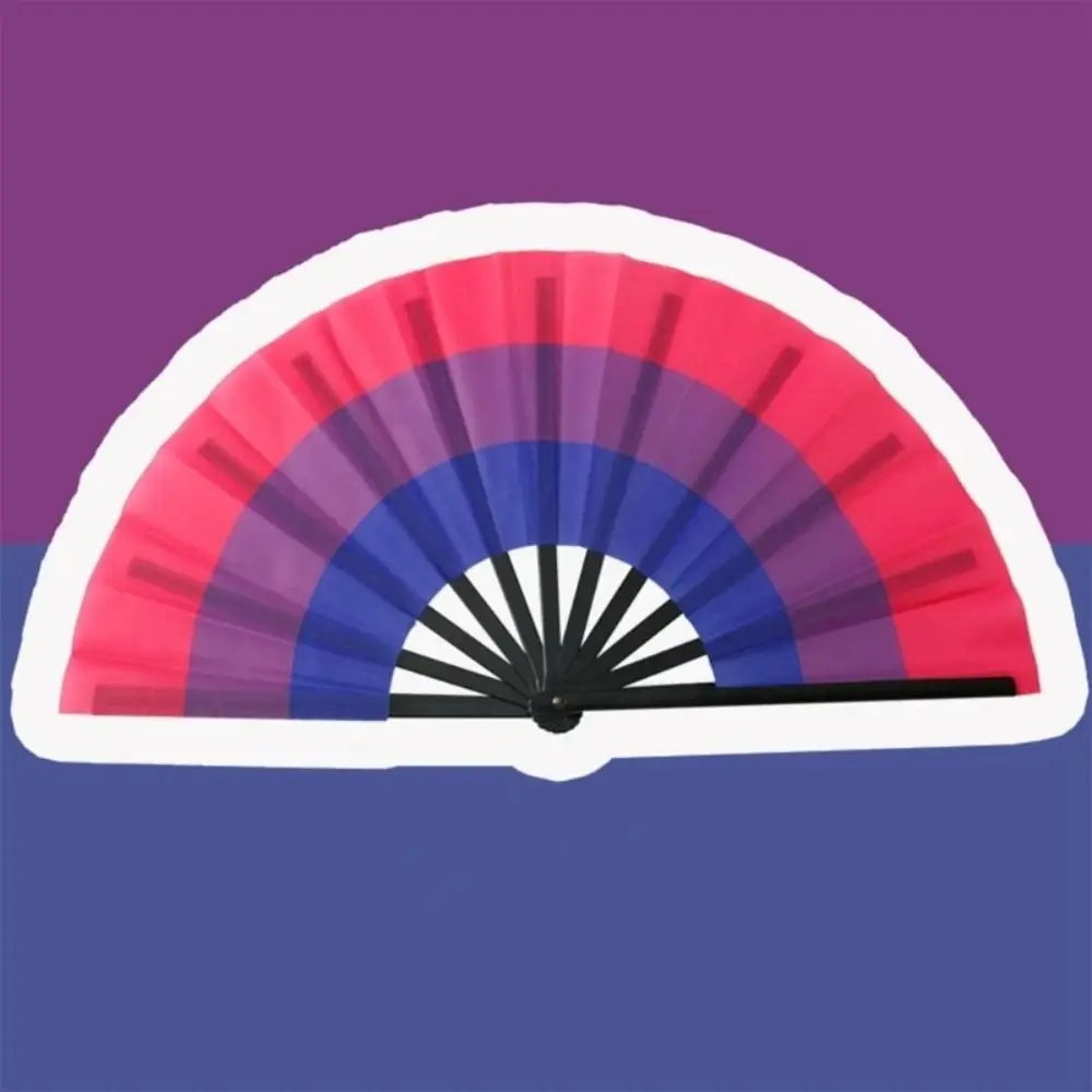 Fashion Plastic Colourful Hand Fans Folding 33cm Folding Fans Colourful Rainbows Pattern Kung Fu Fan Dance Performance