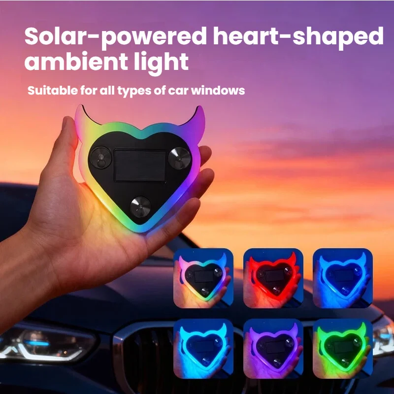 Car window stickers, LED solar rechargeable car decorative lights, Interesting car atmosphere lights, Car interior accessories