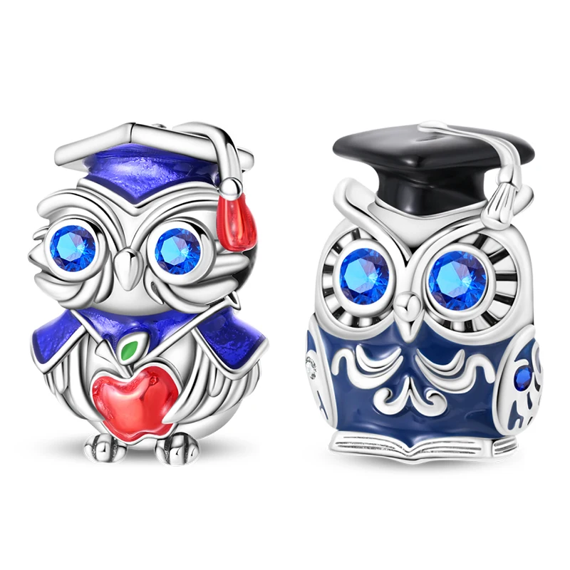 

Hot Sales 925 Sterling Silver Owl Researcher Charms Bead Fit Original Bracelet DIY Women Birthday Friends Cute Jewelry Gifts
