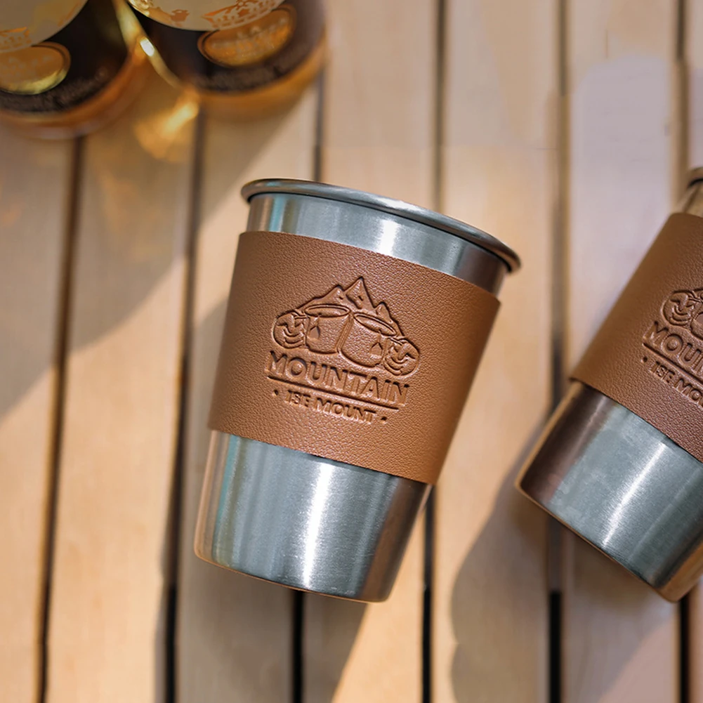 

PU Leather Leather Cup Sleeve Non-slip Portable Water Cup Cover Thickened Heat Insulation Vintage Accessories for Outdoor Travel
