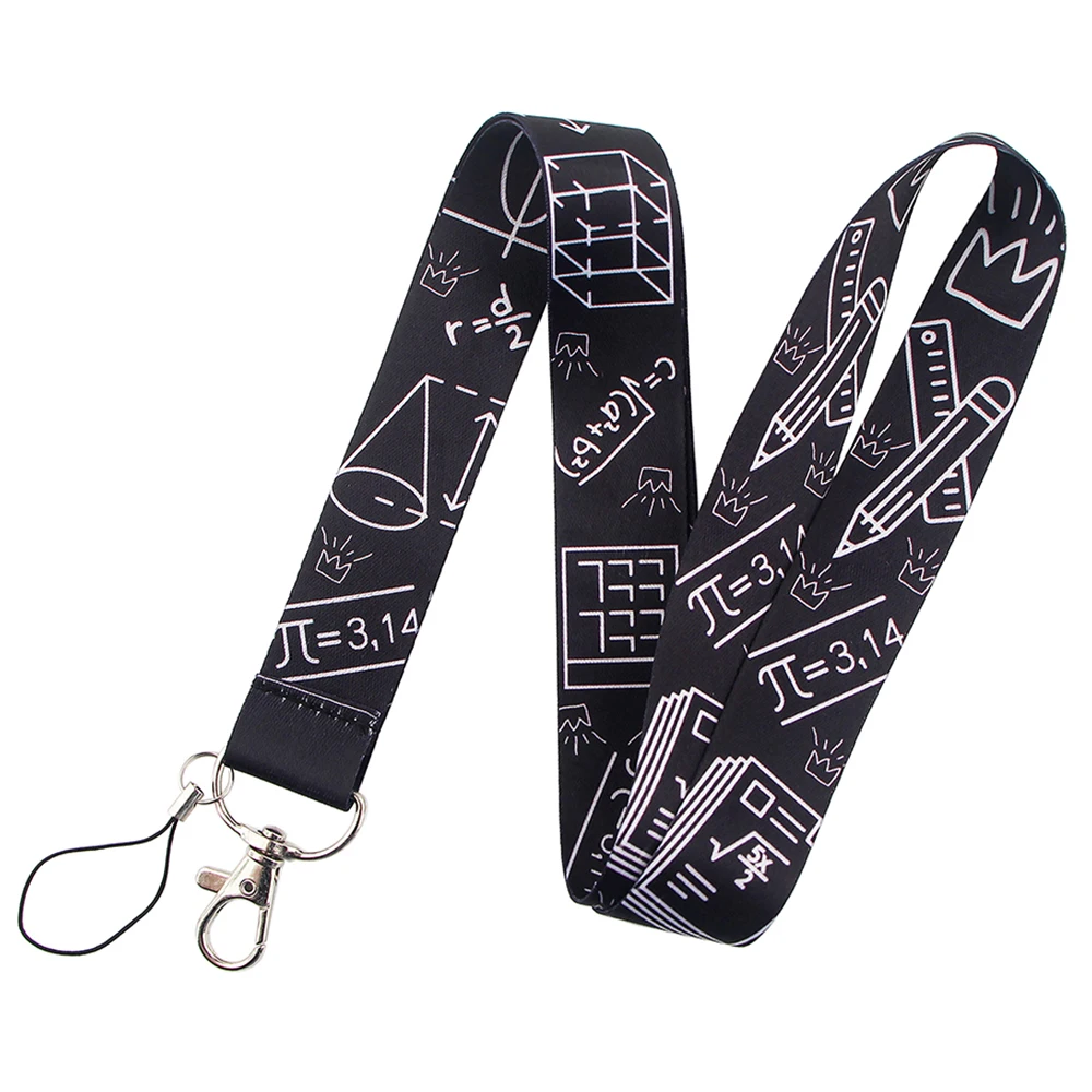 DZ1475 Advanced Mathematical Formula Lanyards Keychain Holder ID Card Pass Hang Rope Lariat Lanyard Key Chain Math Lovers Gifts