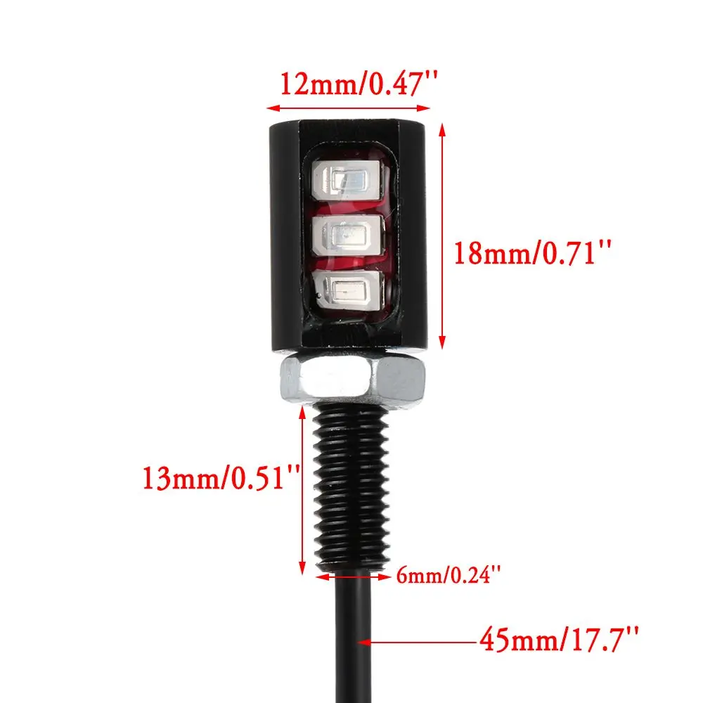 2Pcs 12V 3LED Universal Car Motorcycle License Number Plate Screw Bolt Light Bulb Lamp Motorbike Accessories
