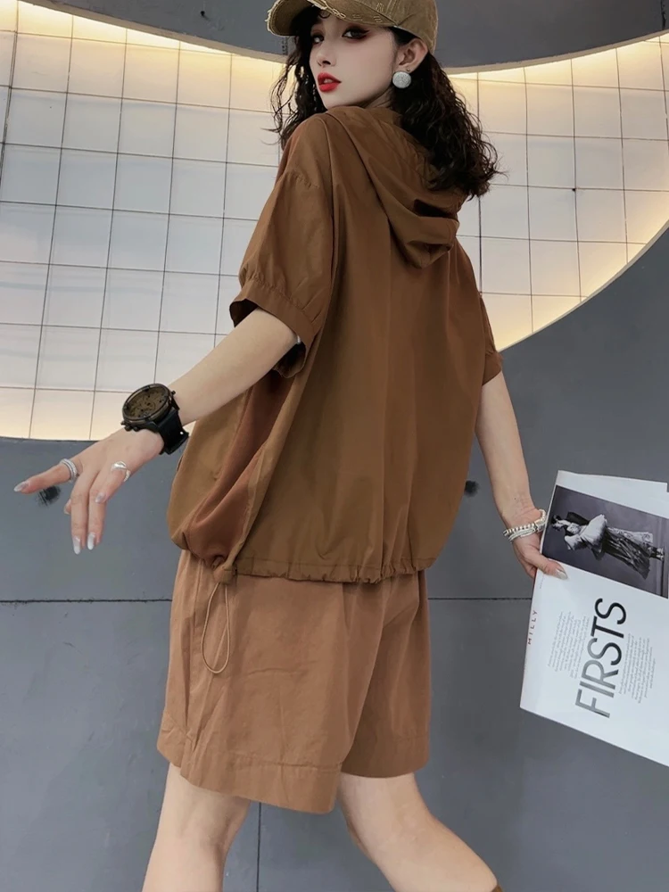 AmaxluluE Summer Fitness Tops Women Fashion Hooded Loose Tshirts Ladies Casual Classic Vintage Cotton Clothes Luxury Streetwear view 6