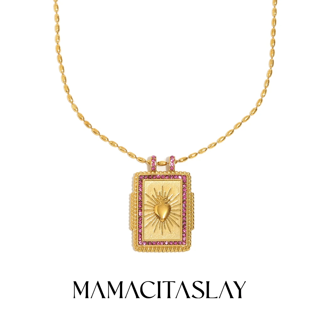 MamacitaSlay 316L roestvrij staal emaille zirkoon hart ster maan ring ketting partij waterdichte sieraden dames charme sieraden