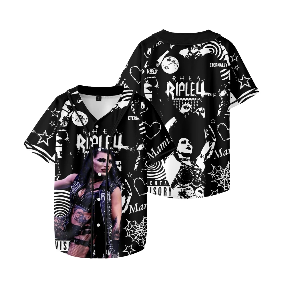 

Rhea Ripley Merch Baseball Jacket T-shirts Summer Unisex Fashion V-neck Short Sleeve Tee