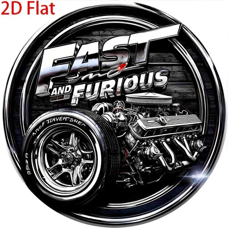 Hochauflösendes Metall-Blechschild „Fast And Furious“ mit Automotor-Motiv, Retro-Wandkunst-Dekoration