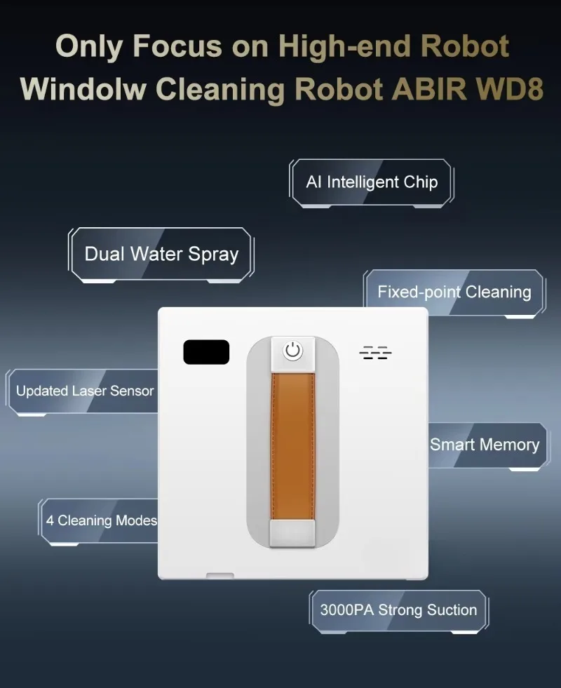 WD8 smart home robot window cleaner glass cleaner cleaning with  sonic double-sided atomizing water spray wholesale