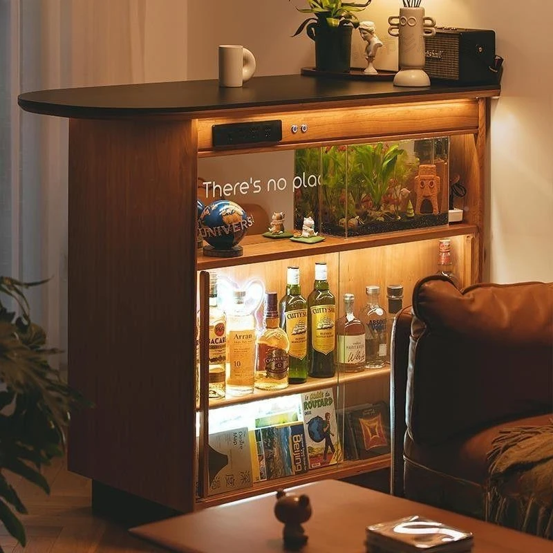 

Solid wood living room rock slab partition storage cabinet small apartment
