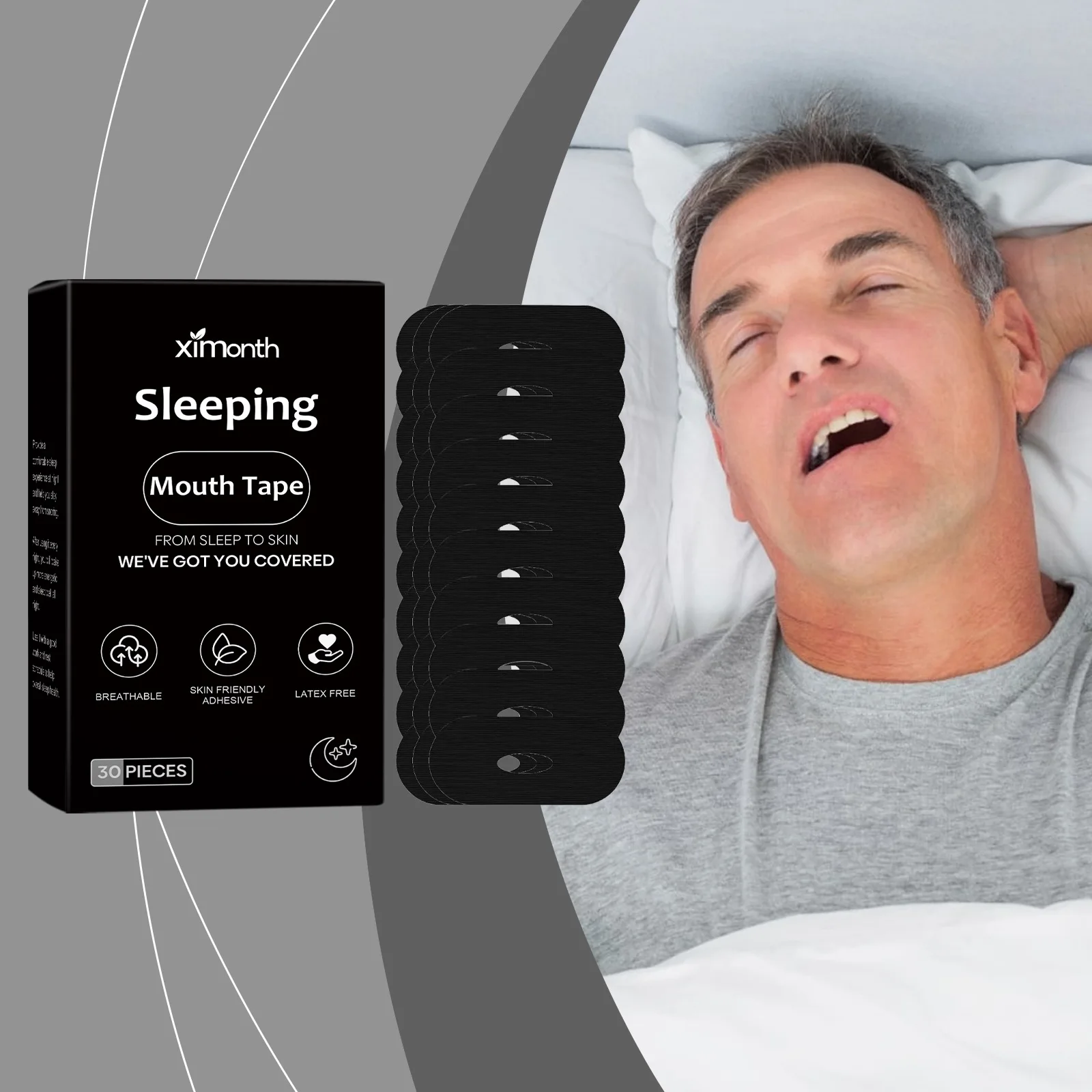 

30 шт., пластыри для ночного сна, пластыри для остановки храпа, правильное дыхание носа, нежный успокаивающий пластырь для ухода за сном, пластыри для прекращения храпа