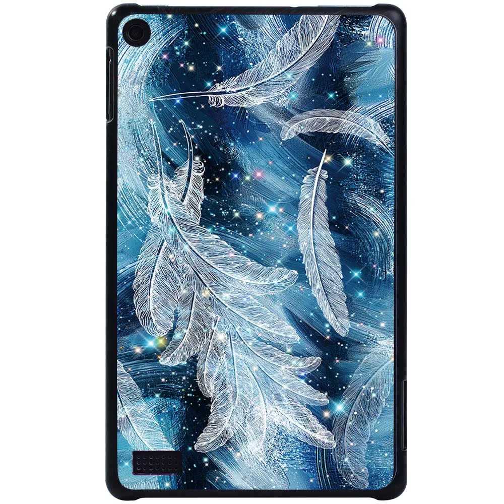 Tablet Case for Fire HD 10 Plus/5th/7th/9th/11th/HD 8 Plus/6th/7th/8th/10th/Fire 7 5th/7th/9th/12th Feather Print Hard Shell