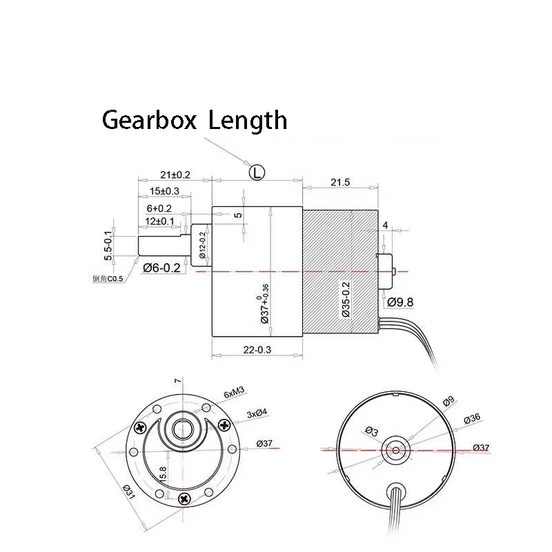 JGB37-3525 12V 24V Micro DC Brushless Geared Motor 7~960RPM 0.35~35KG.CM 9.6W Speed Motor Large Torque Small Motor D6mm Shaft