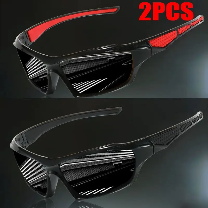 2PCS, suitable sunglasses for men's driving and travel, classic and colorful outdoor eyewear set.