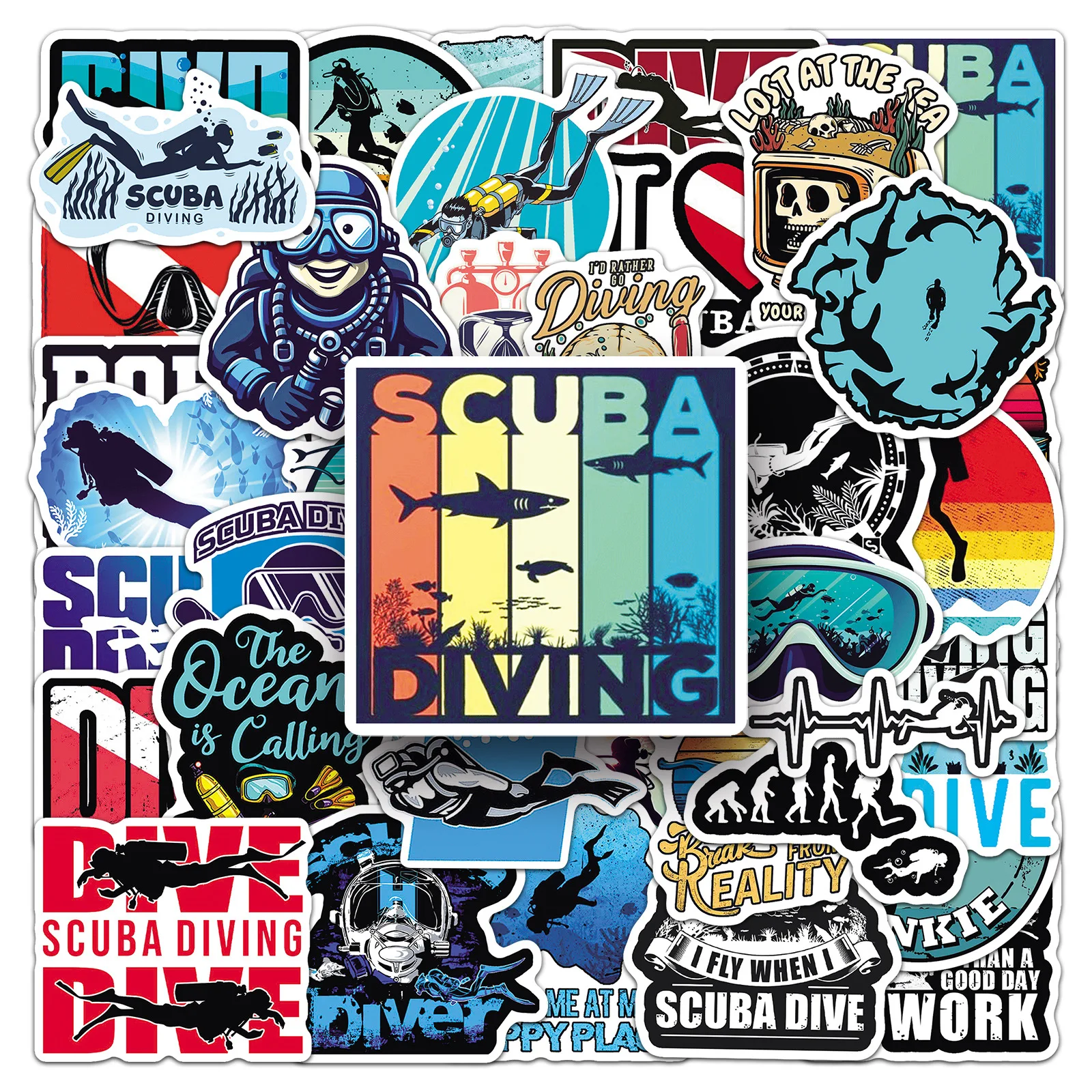 

10/50PCS Diving Stickers Sports Graffiti Waterproof Decals Personality Decoration Water Cup Scooter Pencil Case Guitar