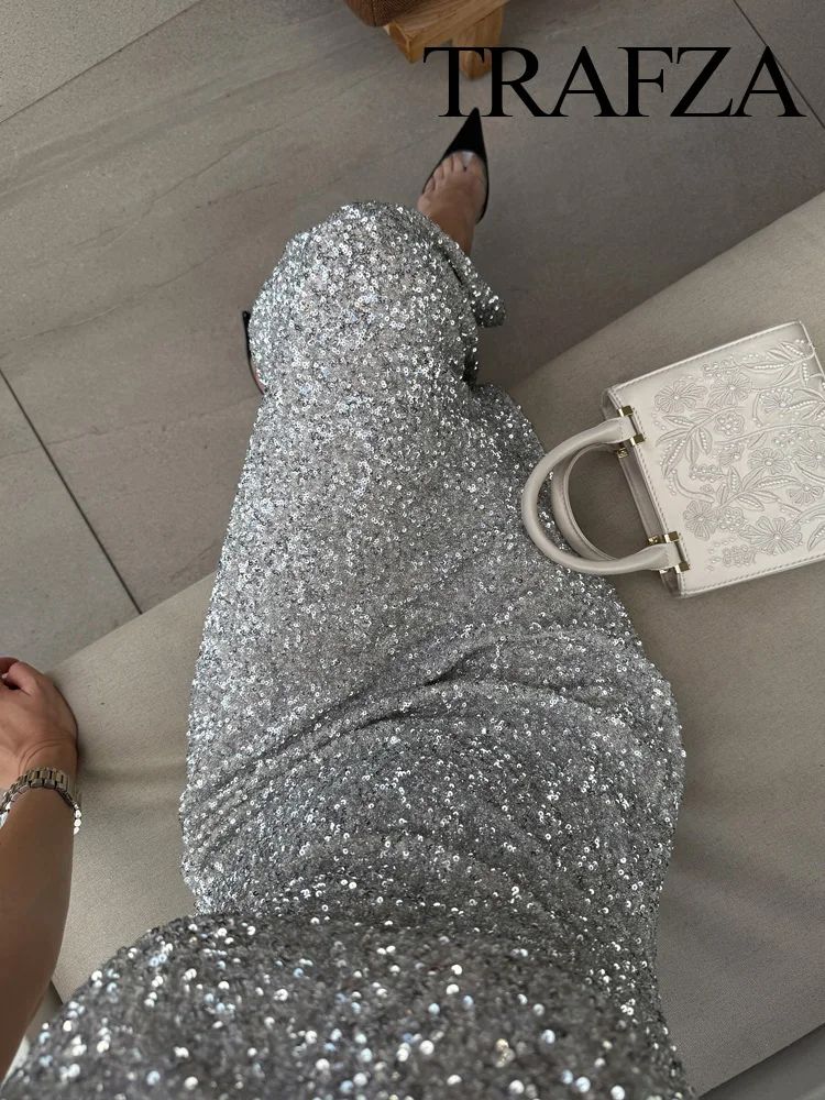 

HH Women Fashion Sexy Round Collar Backless Beads Decoration Midi Dress Women Sleeveless Underwear Style Solid Sling Dress