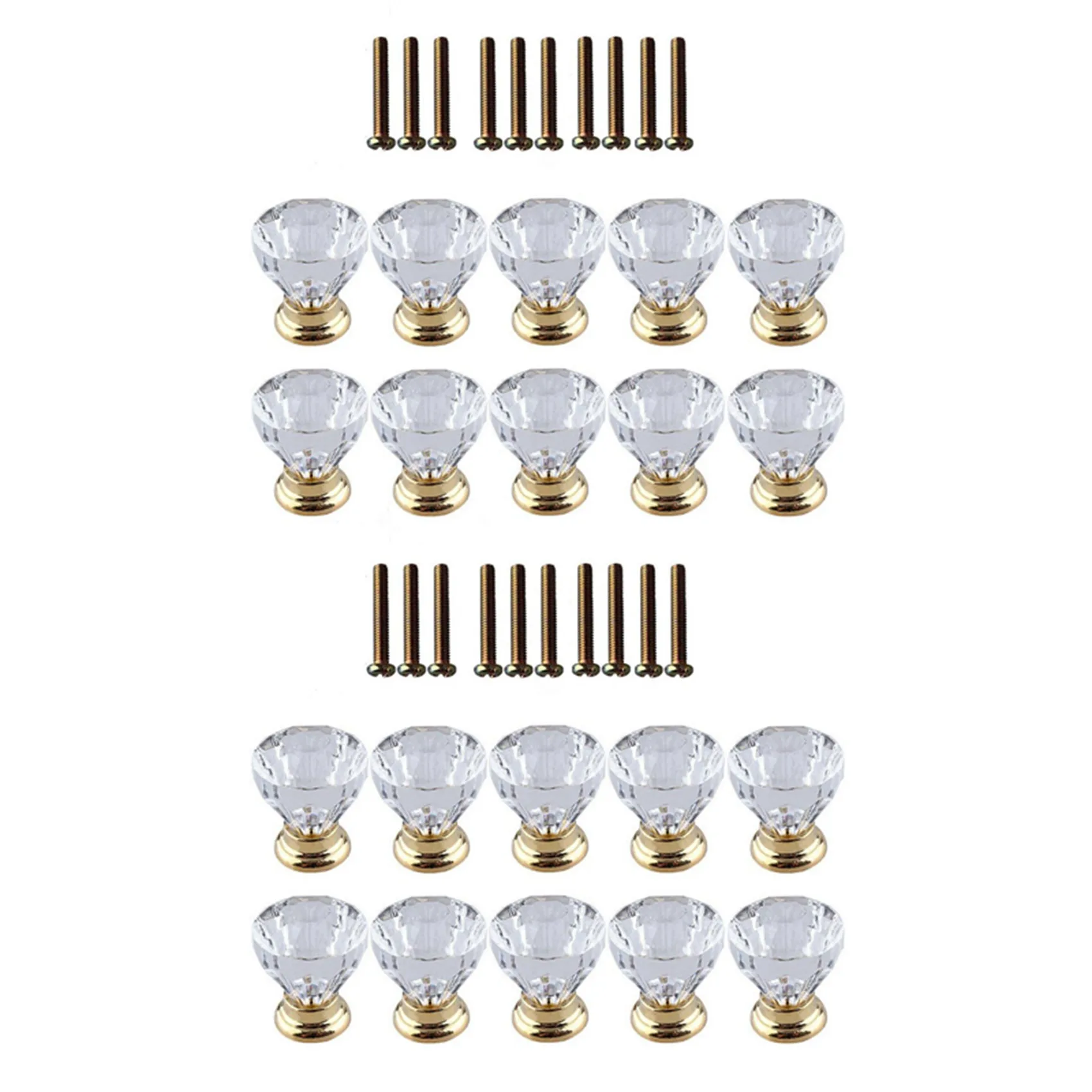 ABGG-20 Pcs Crystal Glass Door Handle Drawer Cabinet Furniture Kitchen Handle Diamond Dressing Table Knob