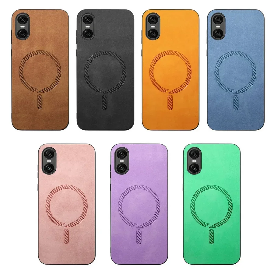 Magsafe Case For Sony Xperia 10 1 VI 2024 Wireless Charge Magnetic Back Funda For Xperia 5 V 10 V 1VI 1 V 10VI Leather Cover