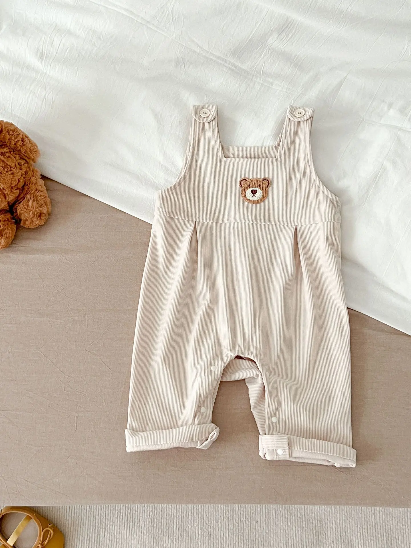 Spring And Autumn Newborn Infant Baby Boys And Girls Stripe Top Shirt Corduroy Sleeveless Rompers Kids Fashion Baby Clothing