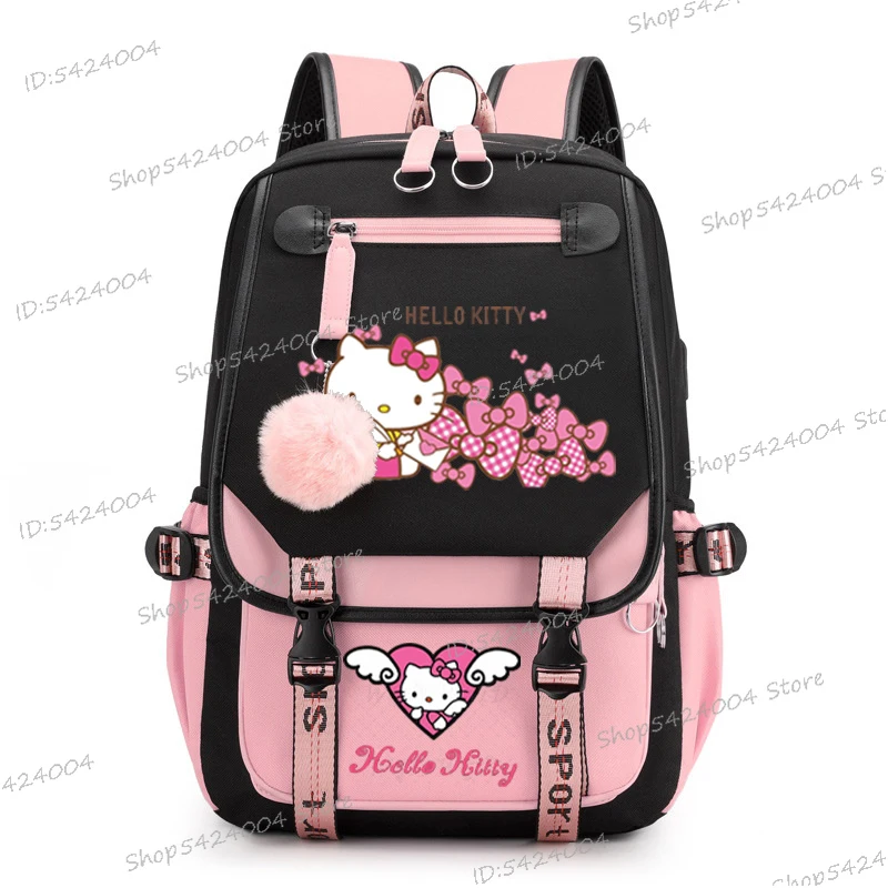 

Hot Sales New Hello Kitty Cartoon Series Teenage School Bag Disney Anime Hello Kitty Travel Rucksack Women Men Backpack Gifts