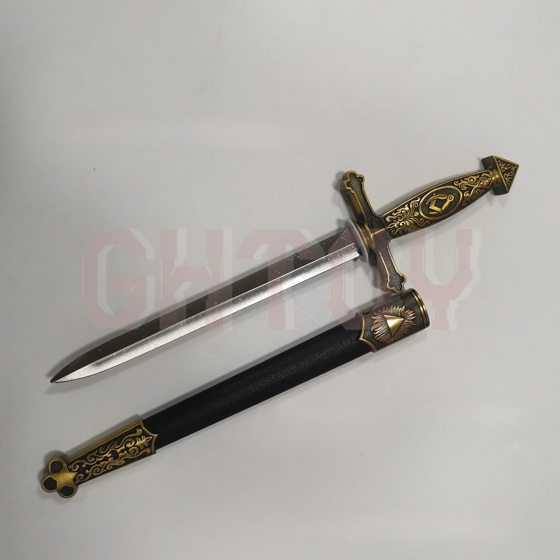 40cm Swords Straight Knife Uncut Blade Weapons Model Cosplay Props Desktop Display Ornaments Collection Birthday Gift for Boys