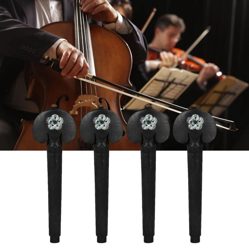 4Pcs Universals Cello Replacement Tuning Pegs Ebony Cello Pegs Cello Parts Accessories Fittings Smooth Operate 24BD