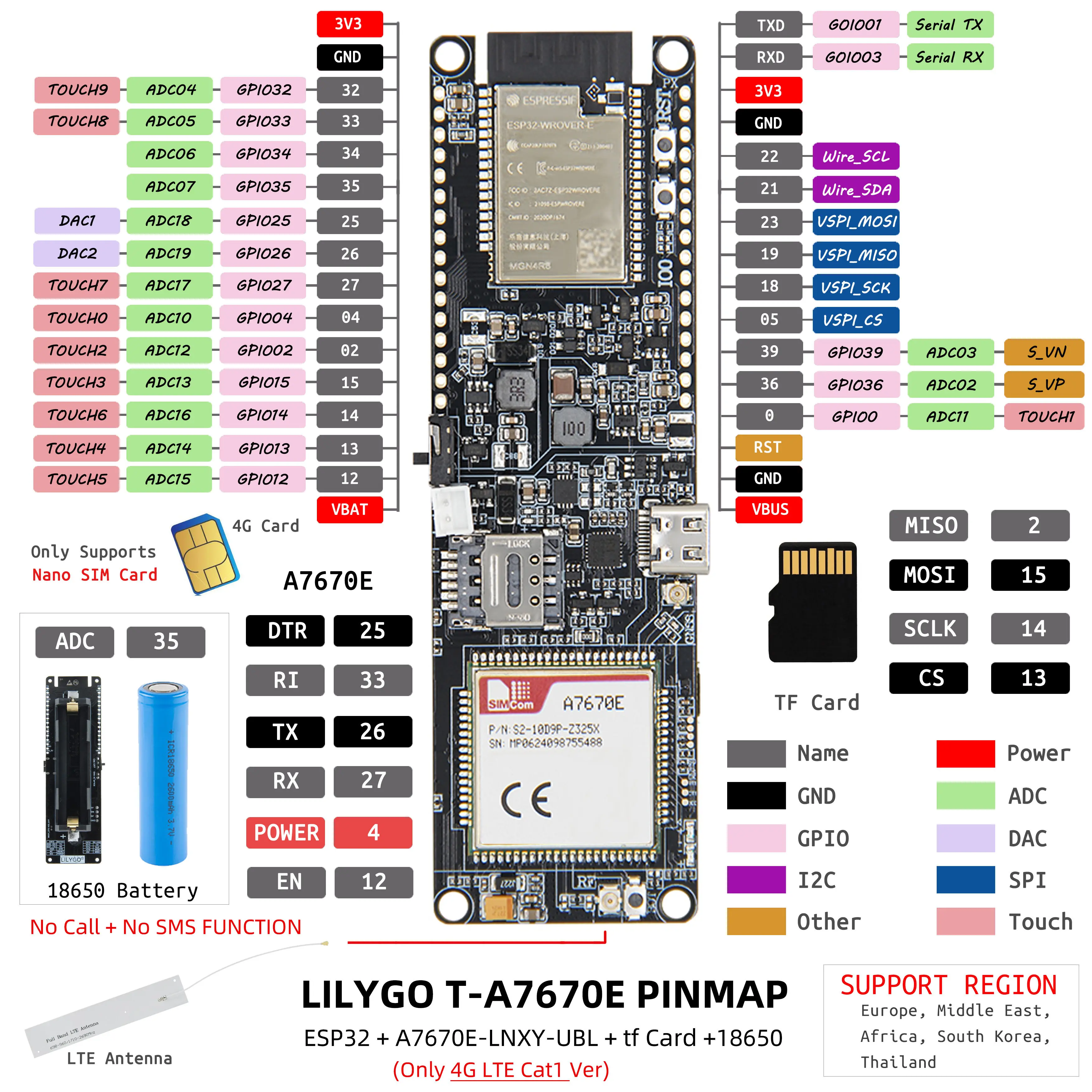 LILYGO T-A7670E ESP32 Developm - Esp32 Battery Holder Lipo review and price