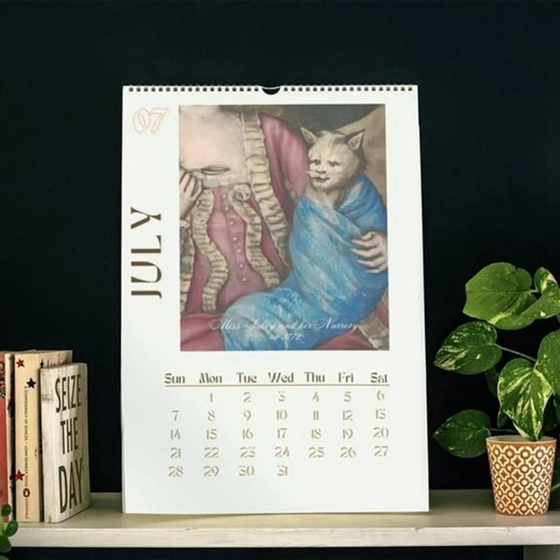 Calendário engraçado Renaissance Wall for Cats, Calendário pendurado na parede, Calendários de 12 meses, Feio e durável, 2024.2024