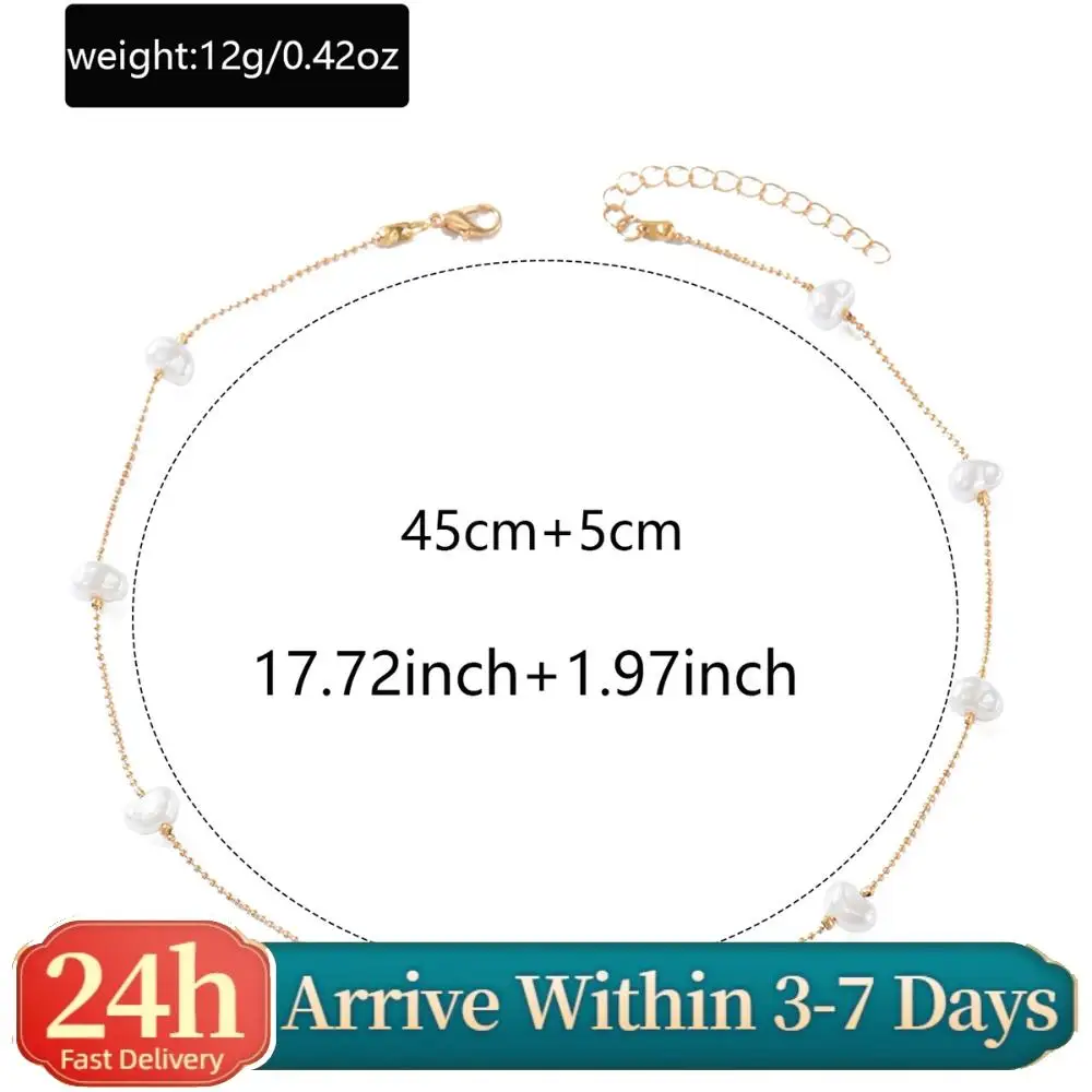 

Faux Pearl Necklace Elegant Choker Necklaces Irregular Layered Choker for Mom Wedding Party Daily Wear