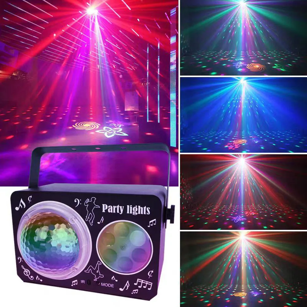 Mini 2in1 DJ Disco Party Light LED RGBP Light  LED RGBY Patterns Light Sound Activated Magic Ball Light Holiday Weddings Decor
