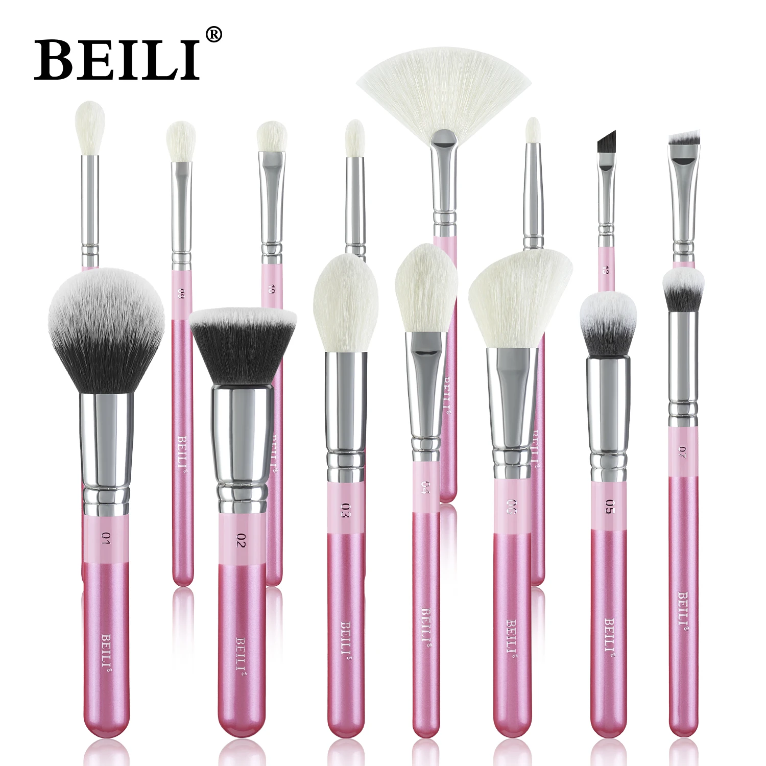 BEILI Pink Makeup Brushes 15pcs High Quality Powder Foundation Blush Eyeshadow Make Up Brush Set косметика кисти для макияжа