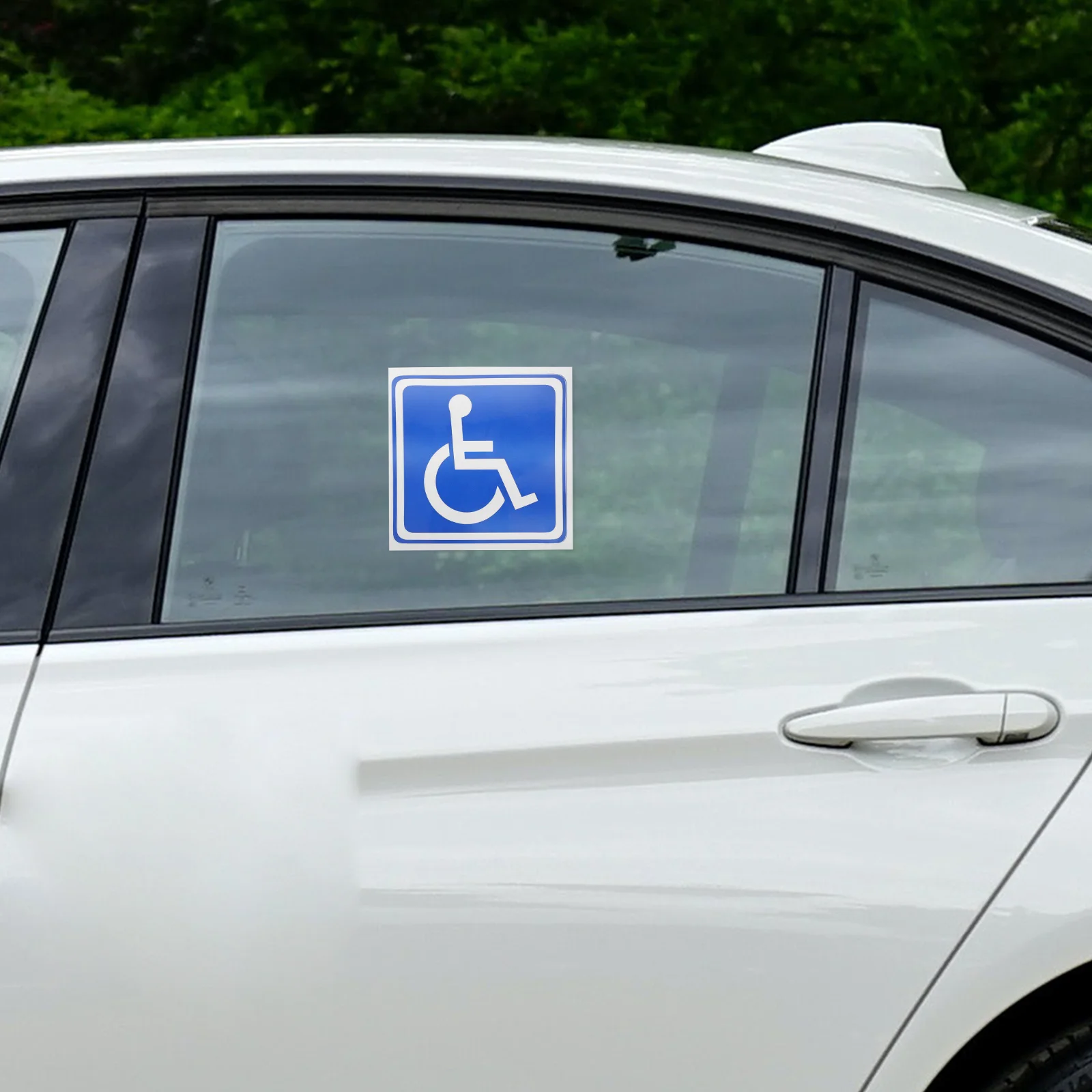 5 Sheets Stickers Nail Car Disabled Wheelchair Sign Decals for Window Square 1400X1300X010CM Self Adhesive Blue Symbol