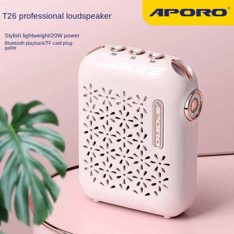 

APORO T26 Wired /2.4G Wireless Bluetooth Loudspeaker Portable Teacher Guides For Intelligent Anti-Whistling Loudspeaker 20W