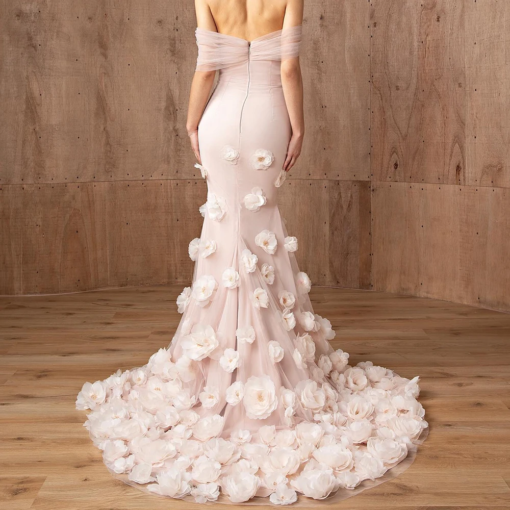 مخصص دقيق حورية البحر طول الكلمة بدون حمّلات الأورجانزا بلا أكمام يزين فستان سهرة أنيق vestidos para mujer