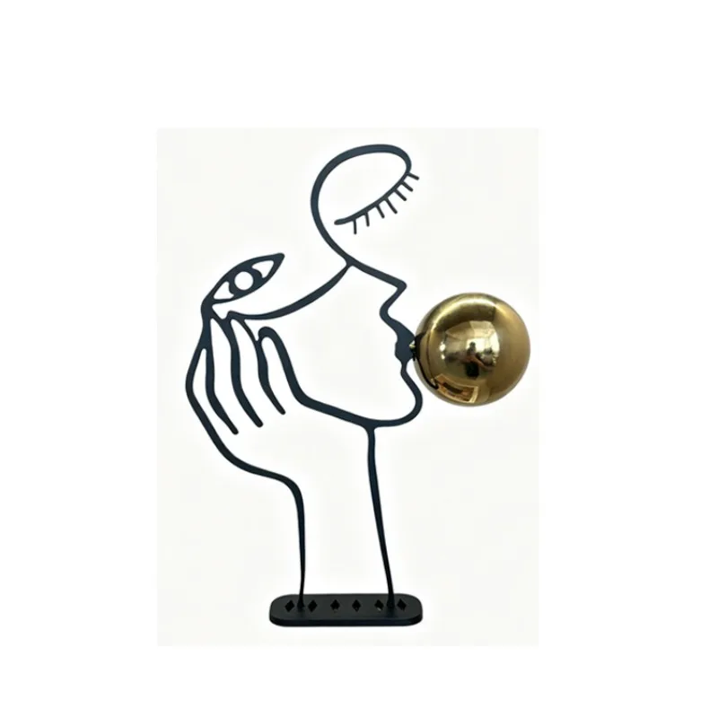 Nordic creative cheek silhouette figure, art living room medieval ornament, atmosphere high-end metal ornament