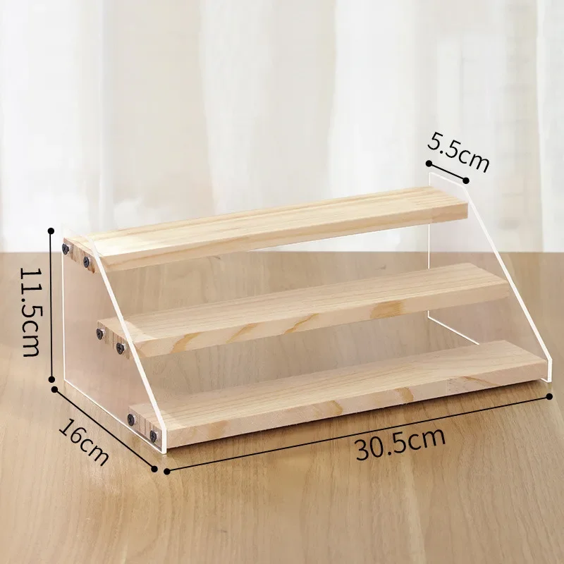 2-7 Layer Acrylic Wood Display Stand Cosmetic Perfume Cupcakes Holder Showcase Organizer Doll Mini Figure Toy Model Storage Rack