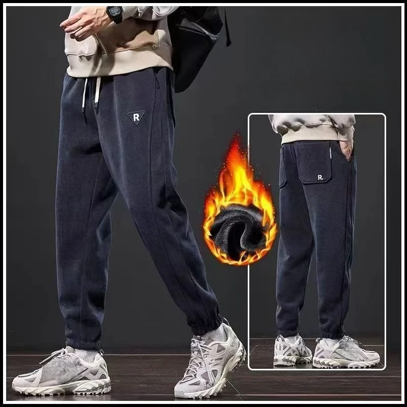 الشتاء الدافئة الصوف سميكة سروال قصير Sweatpants الرجال Sweatpants العصرية طماق غير رسمية متعددة الاستخدامات
