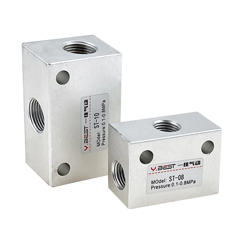 

ST Pneumatic Shuttle Valve Two Inlet and One Outlet ST-06/08/10/15 Flow Control Valve 1/8" 1/4" 3/8" 1/2"