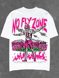 NO FLY ZONE Graphic Print Men's Creative Top, Casual Short Sleeve Crew Neck T-shirt, Men's Clothing For Summer Outdoor